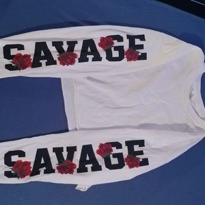 Long sleeve white crop top